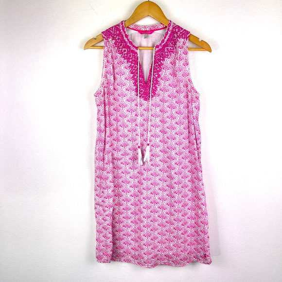 Joules Pink Daisy Foulard Oriella Shift Dress Womens US 6 Sleeveless Embroidered - Picture 2 of 8